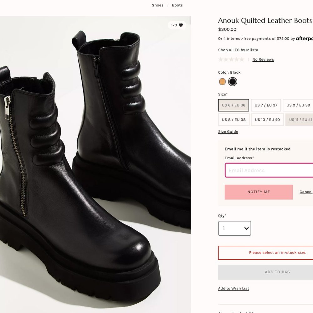 Sz 36/ 6.5 E8 MIISTA ANOUK LEATHER BOOTS